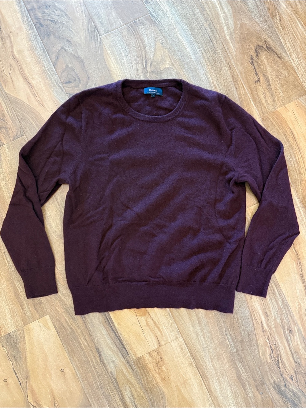 Quince Mongolian Cashmere Crewneck Sweater Deep Burgundy Maroon Women's L Large